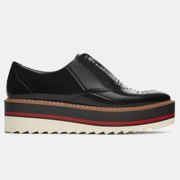 Zara Studded Flatform Patent Platform Oxfords